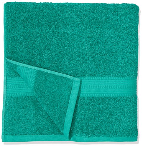 Amazon Basics - Juego de toallas (colores resistentes, 2 toallas de baño), color verde