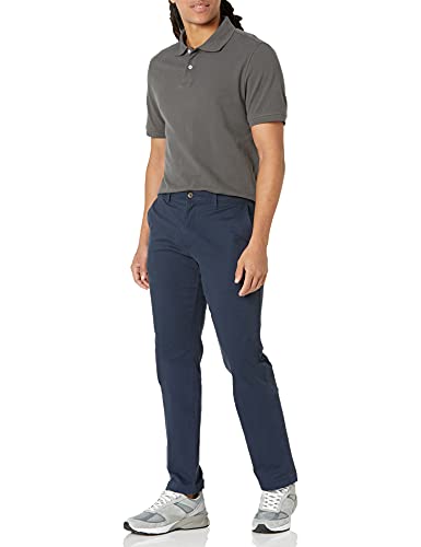 Amazon Essentials - Pantalones ajustados informales en color caqui para hombre, Azul (Navy), W32xL30