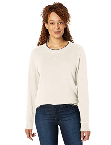 Amazon Essentials – Sudadera de tejido de rizo francés con cuello redondo y forro polar para mujer, Beige (Oatmeal Heather), US S (EU S - M)