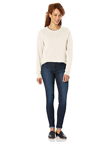 Amazon Essentials – Sudadera de tejido de rizo francés con cuello redondo y forro polar para mujer, Beige (Oatmeal Heather), US S (EU S - M)