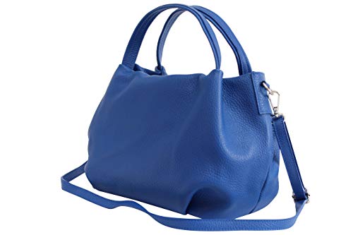 Ambra Moda bolsa de mano, bolsa de hombro para mujer de piel GL023 (Azul)