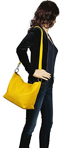 AMBRA Moda GL005 - Bolso de mano para mujer de cuero, bolso de hombro y bandolera (naranja)