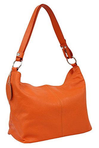 AMBRA Moda GL005 - Bolso de mano para mujer de cuero, bolso de hombro y bandolera (naranja)