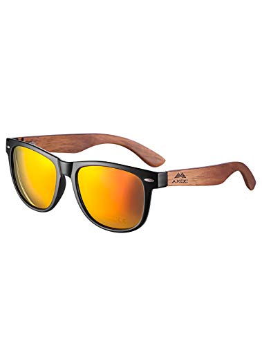 AMEXI Gafas de sol de madera para hombres y mujeres polarizadas UV400 CAT 3 CE con estuche, tela y bolsa (azul)