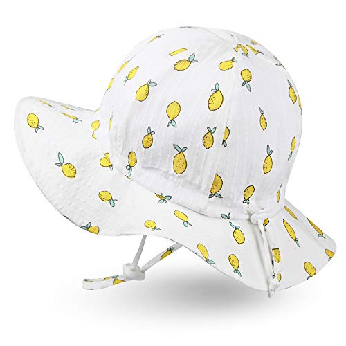 Ami & Li tots Unisex Niño Ajustable Brim Wide Sun Protection UPF 50 Baby Girl Boy Sunhat Infant Kids Toddler Sun Hat-S:Yellow Lemon