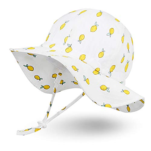 Ami & Li tots Unisex Niño Ajustable Brim Wide Sun Protection UPF 50 Baby Girl Boy Sunhat Infant Kids Toddler Sun Hat-S:Yellow Lemon