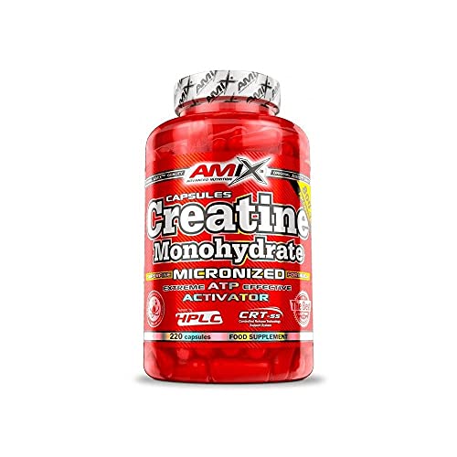 AMIX - Creatina Monohidratada - 220 Cápsulas - Complemento Alimenticio - Mejora el Rendimiento Físico - Ideal para Deportistas - 100% Micronizada - Proteína Masa Muscular