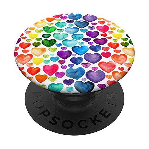 Amor corazón patrón bondad abeja tipo arco iris colorido para mujer PopSockets PopGrip Intercambiable