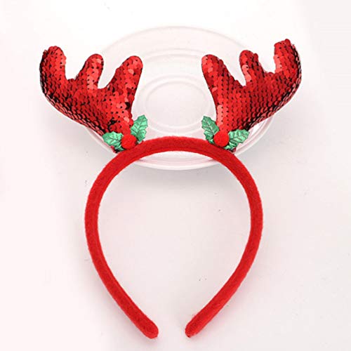 Amosfun 2 piezas diadema de navidad lentejuelas alces cuernos pelo aro elk oreja banda para el cabello topes de cabeza de navidad para niños accesorios para el cabello de navidad