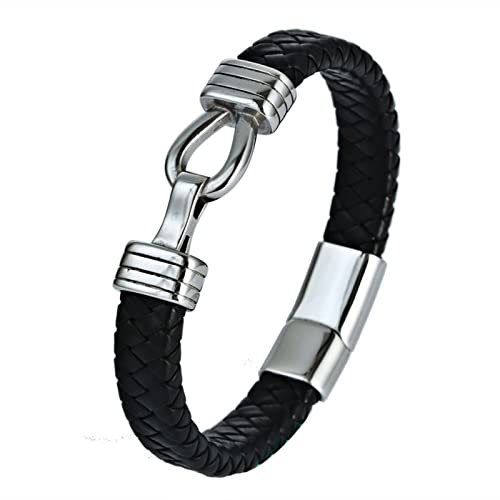 ANAZOZ Pulsera Hombre Acero Inoxidable,Brazalete Hombre Negro Trenzada