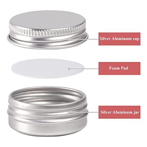 Androxeda 10 pcs Latas de Aluminio Vacías Contenedor de Cosméticos Redondo Tarros Vacíos Pequeños Bote Cierre Roscado para Crema Bálsamo Labial Aceite Viajes Almacenamiento Vela Jabon 15ml