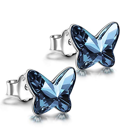 ANGEL NINA Pendientes Mujer Plata de Ley 925 Pendientes Niña Antialergicos Mariposa Pendientes Joyas Mujer Regalos Originales para Mujer Un regalo de San Valentín para ella.Elegante Caja de Regalo