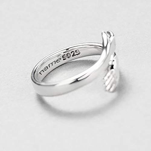 Anillo de abrazo personalizado de Plata de Ley 925, anillos de manos para abrazar, nombre personalizado, anillo inicial, anillo de promesa abierto para mujeres y niñas