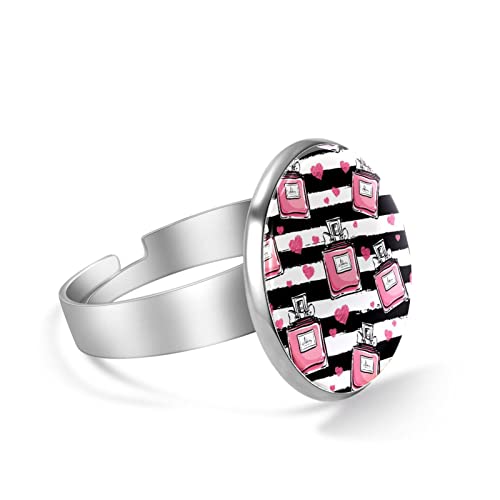 Anillo rosa de perfume raya patrón de boda compromiso compromiso aniversario anillo de San Valentín