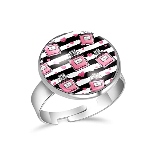 Anillo rosa de perfume raya patrón de boda compromiso compromiso aniversario anillo de San Valentín