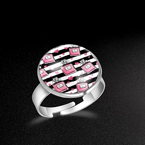 Anillo rosa de perfume raya patrón de boda compromiso compromiso aniversario anillo de San Valentín