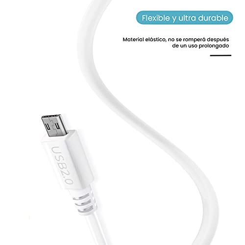 APOKIN® Cable Micro USB Carga Ultra Rápida [2 Metros] 5V/3A Carga Rápida Cable Android Duradero Doble Recubrimiento Cargador Móvil para Samsung, Huawei, Realme, OPPO, Vivo, TCL