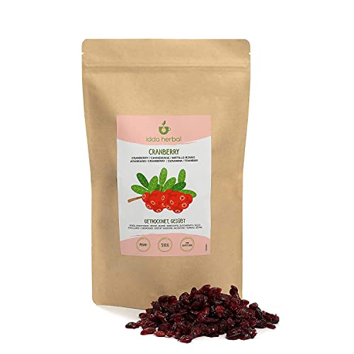 Arándanos deshidratados (500g), arándanos secos, arándanos sin aditivos artificiales, ligeramente endulzados con jugo de frutas, frutos secos