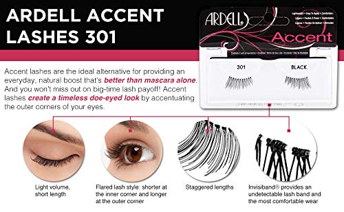 ARDELL Accent, Pestañas Postizas 301 Black, Ligeras - Fáciles de Aplicar - Cómodas, Contiene 1 Par de Pestañas - 1 Set