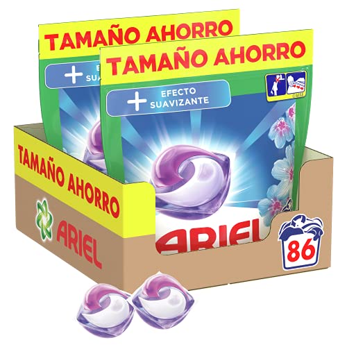 Ariel Pods Detergente Lavadora Cápsulas, 86 Lavados (2 x 43), Efecto Suavizante, Fragancia Intensa