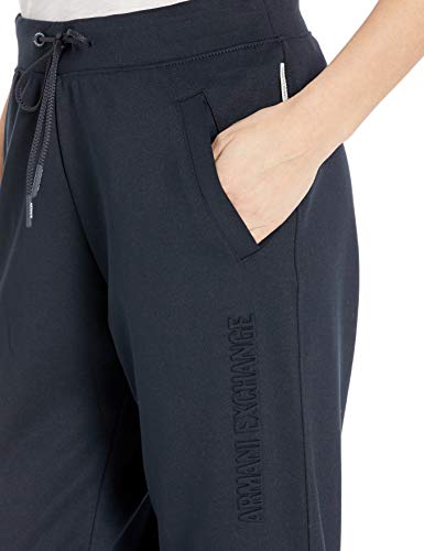 Armani Exchange Double Knit, Side Logo Pantalones de Deporte, Azul (Navy 1510), 38 (Talla del Fabricante: X-Small) para Mujer