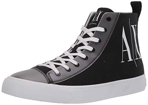 Armani Exchange High Top Cotton Sneakers, Zapatillas Altas Hombre, Negro (Black+White Logo 00002), 45 EU