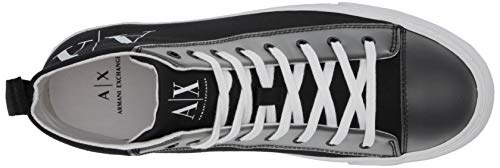 Armani Exchange High Top Cotton Sneakers, Zapatillas Altas Hombre, Negro (Black+White Logo 00002), 45 EU