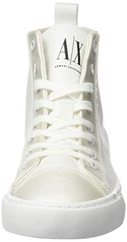 Armani Exchange High Top Cotton Sneakers, Zapatillas Altas Mujer, Blanco (Op.White+Black Logo 00152), 38 EU