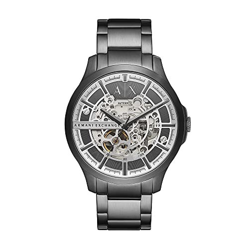 Armani Exchange Reloj Automático de Tres Manecillas para Hombre Armani Exchange, Acero Inoxidable, Tamaño de Caja de 46 mm, Gris