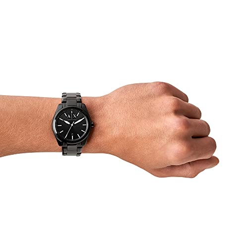 Armani Exchange Reloj de Tres Manecillas para Hombre, Reloj de Acero Inoxidable, Tamaño de Caja de 43 mm, Negro (Black Metal)