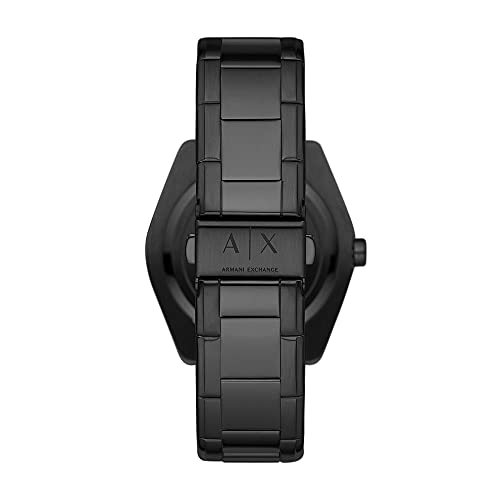 Armani Exchange Reloj de Tres Manecillas para Hombre, Reloj de Acero Inoxidable, Tamaño de Caja de 43 mm, Negro (Black Metal)