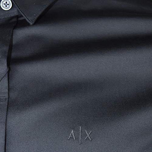 Armani Exchange Smart Stretch Satin Camisa, Negro (Black 1200), 40 (Talla del Fabricante: Small) para Hombre