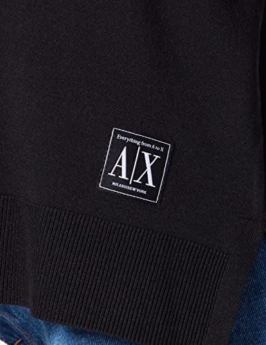 Armani Exchange V-Neck, Side Front Logo Sudadera, Negro, XL para Mujer