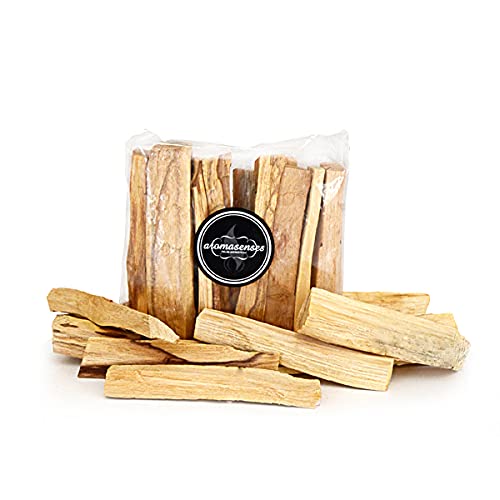 AROMASENSES Palo Santo Sagrado De Perú, 100% Natural, Bursera Graveolens, 100 Gramos, Limpiador de Energías .-Corte Artesanal