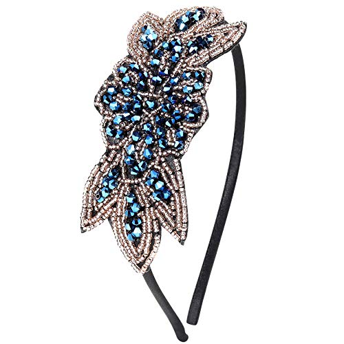 ArtiDeco 1920 - Diadema de los años 20 para mujer, accesorio para disfraz de Gatsby Stil2 – azul. Talla única