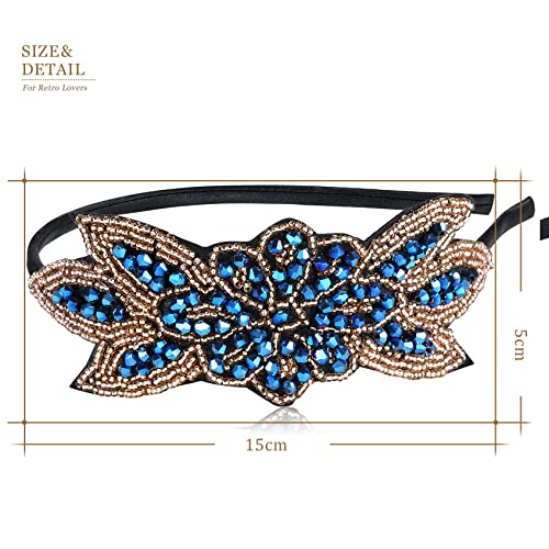 ArtiDeco 1920 - Diadema de los años 20 para mujer, accesorio para disfraz de Gatsby Stil2 – azul. Talla única