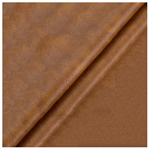 Aspecto Envejecido Cuero Sintético Grueso PU Tela De Tapicería De Vinilo De Grano De Piel Impermeable para Tapicería De Muebles Tapizado Sofá Sillas Cojín Estilo Vintage, 138x100cm(Color:20 Camel)