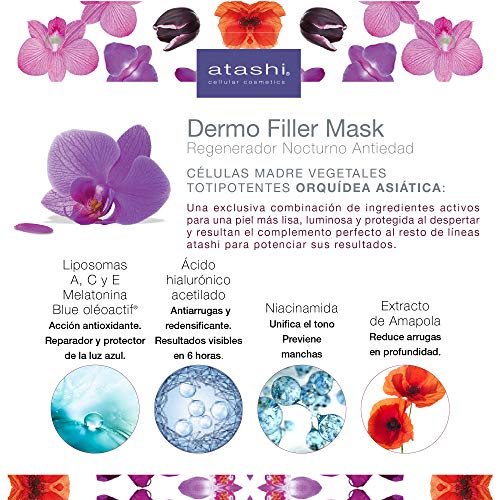 atashi Supernight Dermo Filler Mask Monodosis, Mascarilla Regeneradora Nocturno Antiedad - 8ml