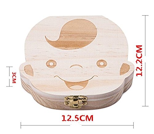 Atommy 1 Pcs Madera de Caja Almacenamiento de Dientes Leches Caja de Recién Nacidos Recuerdo para Bebés Regalos Español (Niño)