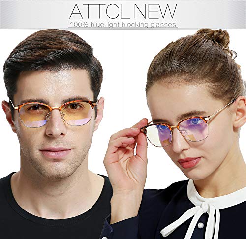 ATTCL Gafas unisex con Armazón metal para Protección contra Luz Azul, Anti Fatiga por Deslumbramiento5054 Fleur+Marrón