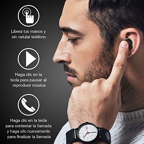 Auriculares Bluetooth, HOMSCAM Auriculares inalámbricos Bluetooth 5.0 Sonido Estéreo Auricular Mini Twins In-Ear Auriculares Carga Rapida Resistente al Agua con Caja de Carga