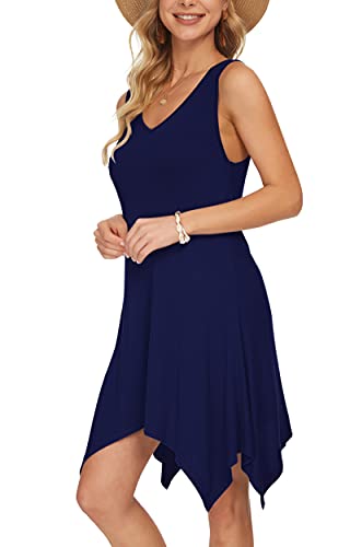 AUSELILY Milisegundo Vestido De Chaleco Sin Mangas De Verano para Mujer (Azul Marino, Small)