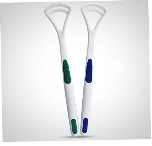 AYRSJCL 2pcs Limpiador Lingual Mal Aliento Nueva Caliente lejos de la Mano del raspador de Cepillo de sílice manija de Limpieza Cuidado Higiene Bucodental