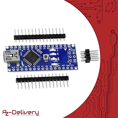 AZDelivery 5 x Nano V3.0 con Chip FT232RL y ATMega328 16MHz ATmega328P Compatible con Nano V3 con E-Book Incluido!