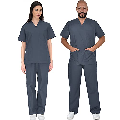 B-well Colombo Uniformes Sanitarios Mujer Casacas Sanitarias Mujer Pijama Sanitario Uniforme Enfermera Conjunto Casaca y Pantalón Gris Grafito XL