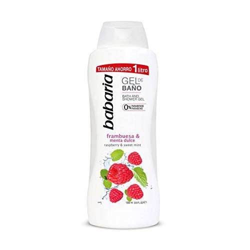 BABARIA Frambuesa & Menta Gel DE BAÑO 1000ML, 1L Frambuesa/Menta Unisex Adulto, Negro, Estandar