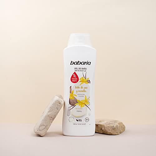 Babaria - Gel de baño con leche de coco y vainilla - Formato ahorro - 1L