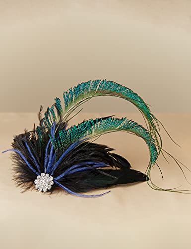 BABEYOND Tocado para el pelo de plumas de los años 20, para bodas, novias, elegantes, para mujer, charlestón, Great Gatsby, carnaval, accesorios, color negro