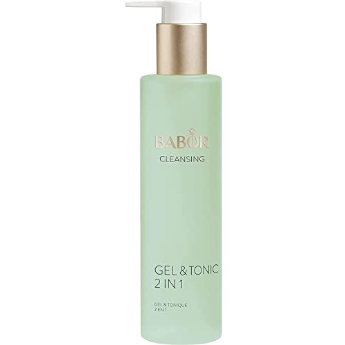 BABOR CLEANSING Gel & Tonic 2 en 1 para pieles grasas y con imperfecciones, Gel limpiador antibacteriano y tónico en uno, Fórmula vegana, 1 x 200 ml