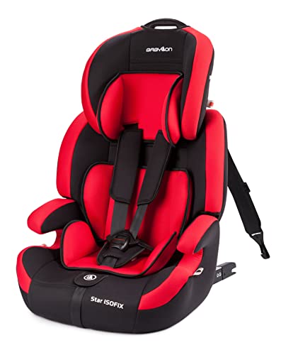 BABYLON silla coche Star ISOFIX. Silla coche bebe para Niños 9-36 kg. Silla coche grupo 1-2-3 isofix. Silla bebe coche ECE R44 / 04 Rojo